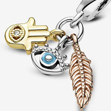 
                        
                          Muat gambar ke penampil Galeri, PANDORA Hamsa, All-Seeing Eye &amp; Feather - JOY2ESpree
                        
                      