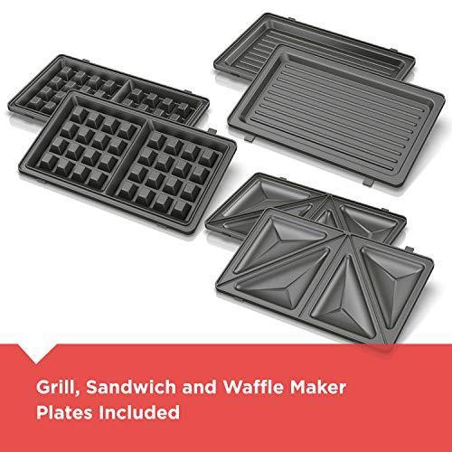Black+Decker 3-in-1 WM2000SD 3-in-1 Waffle, Grill & Sandwich Maker, Compact Design, Black/Silver - JOY2ESpree