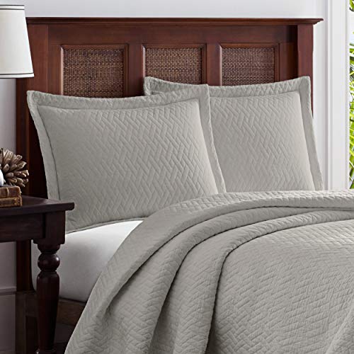Tommy Bahama Chevron Quilt Set, Full/Queen, Pelican Gray