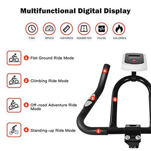 GYMAX Stationary Bike, Indoor Cycling Bike with LCD Monitor & Heart Sensor, Adjustable Resistance, Cardio Exercise Fitness Bike for Home/Office - JOY2ESpree