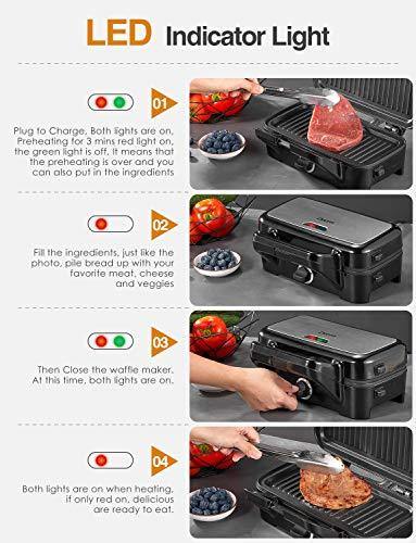 Decen Waffle Maker with Removable Plates Sandwich Maker 3 in 1 - JOY2ESpree