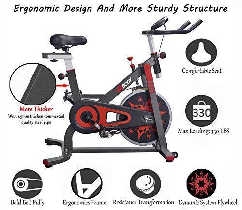 VIGBODY Exercise Bike Indoor Cycling Bicycle Stationary Bikes Cardio Workout Machine Upright Bike Belt Drive Home Gym - JOY2ESpree
