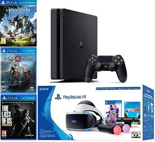 2019 Playstation 4 Slim PS4 1TB Console + Playstation VR Headset + Playstation Camera + Playstation VR Move Controllers + 5 Games Bundle - JOY2ESpree