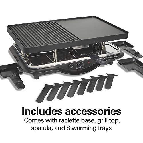 Hamilton Beach 8-Serving Raclette Electric Indoor Grill, Ideal for Parties and Family Fun, Black (31612-MX) - JOY2ESpree