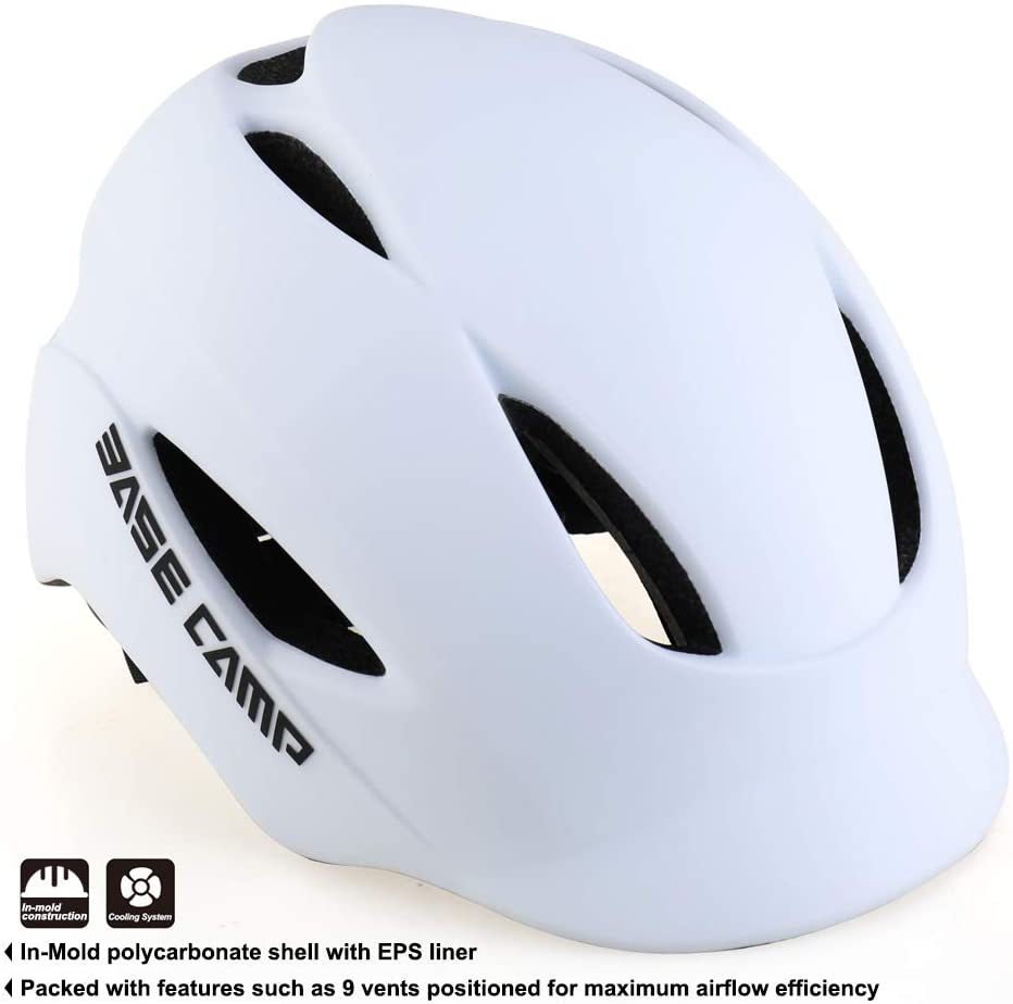 BASE CAMP Adult Bike Helmet with Rear Light for Urban Commuter Adjustable M Size