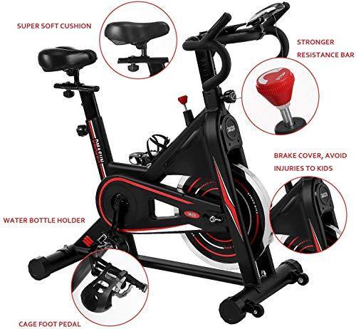 Exercise Bike, DMASUN Indoor Cycling Bike Stationary, Comfortable Seat Cushion, Multi - grips Handlebar, Heavy Flywheel Upgraded Version (Black) - JOY2ESpree