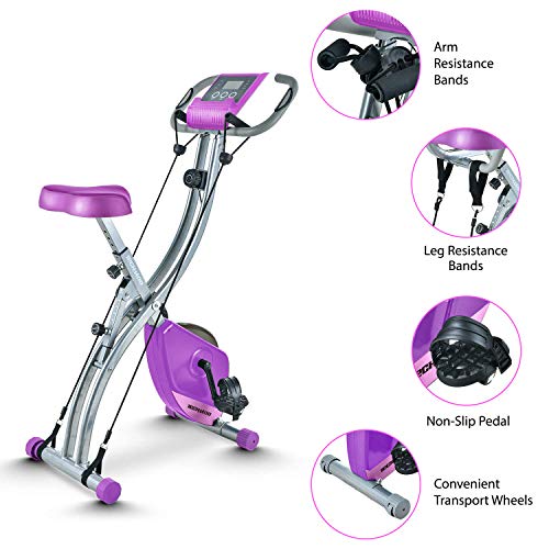 TECHMOO Folding Magnetic X Exercise Bike Portable Upright Recumbent 2 in 1 Stationary Bike - JOY2ESpree