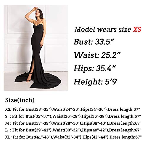 Formal Strapless Evening Dress Long Prom Gown Front Split Full Length Wedding Maxi Dress