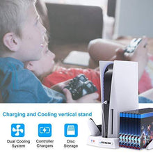 
                        
                          Load image into Gallery viewer, Vertical Stand with Cooling Fan for PS5 Console and Playstation 5 Digital Edition - JOY2ESpree
                        
                      