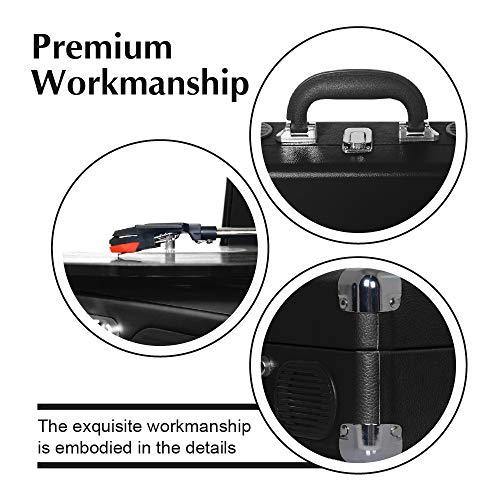 LP&No.1 Portable Suitcase Turntable with Stereo Speaker,3 Speeds Belt-Drive Vinyl Record Player Black - JOY2ESpree