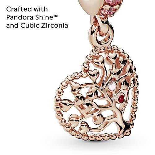 Pandora Jewelry Family Tree Dangle Pink, Red and Fuchsia Pink Cubic Zirconia Charm in Pandora Rose - JOY2ESpree