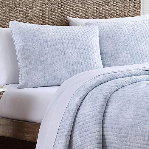 Tommy Bahama | Makena Collection | Quilt Set - 100% Cotton, Ultra-Soft & Breathable, Reversible Bedding with Matching Shams, King, Blue