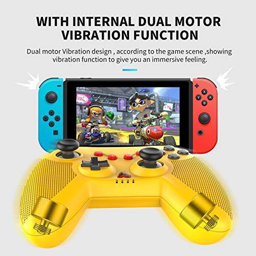 STOGA Wireless Controller for Switch, Proslife Gamepad Joystick with Auto Turbo, 6-Axis Gyro, Replacement for Nintendo Switch controller, Yellow - JOY2ESpree