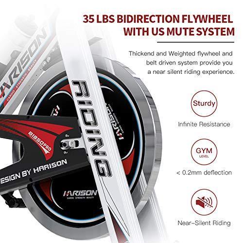 HARISON Exercise Bike Indoor Cycling Bike Belt Driven with iPad Holder 35LBS Flywheel for Home Gym Cardio Workout - JOY2ESpree