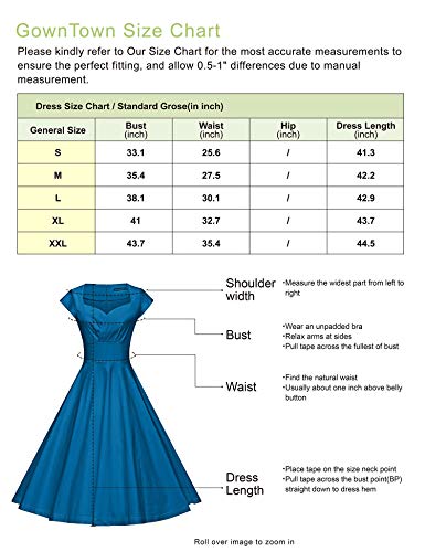 GownTown Women's 1950s V-Neck Bowknot Swing Cocktail Dress