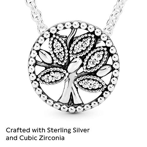 Pandora Jewelry Sparkling Family Tree Cubic Zirconia Necklace in Sterling Silver, 17.7" - JOY2ESpree