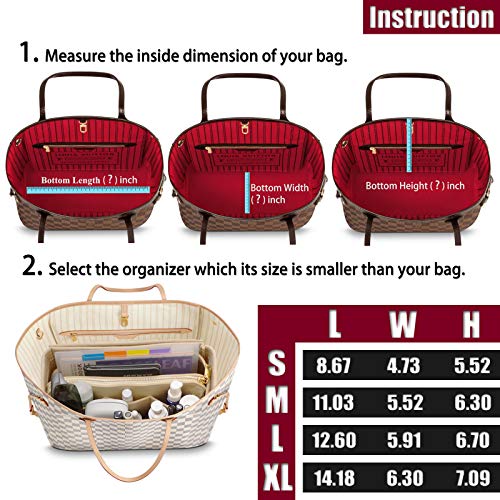 Purse Organizer Insert with Zipper Felt Bag Organizer Handbag Organizer Insert Bag In Bag Organizer