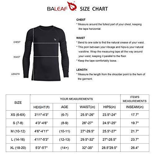 BALEAF Youth Boys'/Girls' Thermal Compression Sports Shirts Long Sleeve Fleece Base Layer Crew Neck