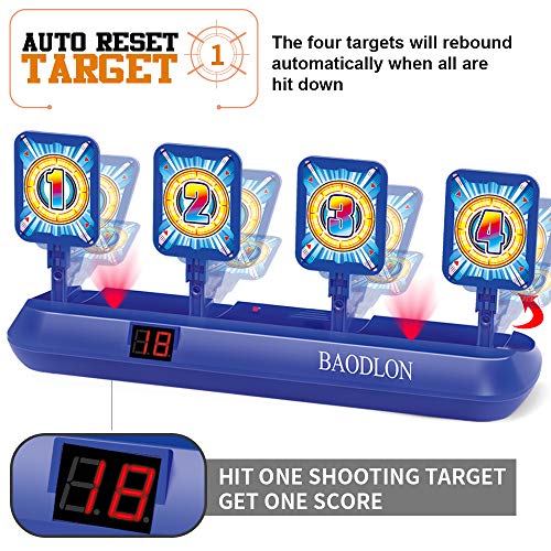 BAODLON Digital Shooting Targets with Foam Dart Toy Gun, Electronic Scoring Auto Reset 4 Targets Toys, Fun Toys for Age of 5, 6, 7, 8, 9, 10+ Years Old Kids, Boys & Girls, Compatible with Nerf Toys