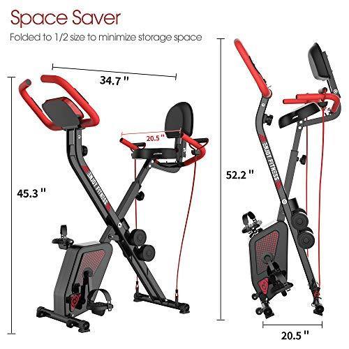 pooboo Folding Exercise Bike Indoor Cycling Bike Magnetic Upright Bike Stationary Bike - JOY2ESpree