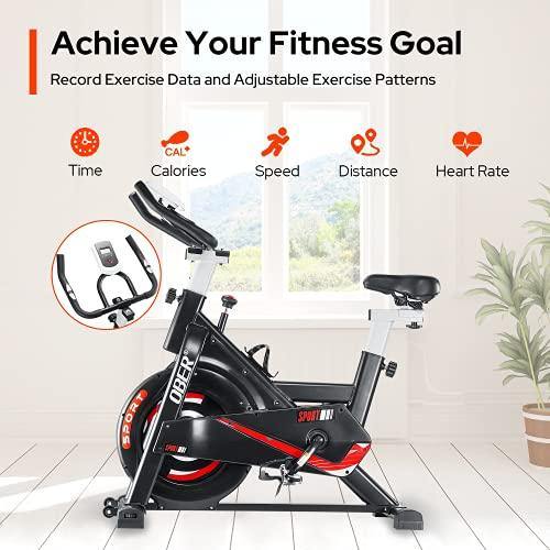 Ober Stationary Exercise Bike 300 lb Capacity, Cardio Workout Spin Bikes for Home, Indoor Cycling Bike with Heart Rate Monitor - JOY2ESpree
