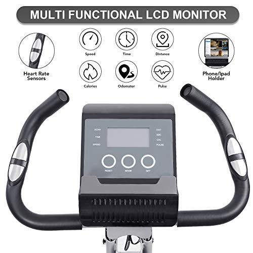 Maxkare Folding Exercise Bike Recumbent Stationary Magnetic Indoor 3-IN-1 Cycling Bike Foldable w/Pulse Sensor /Arm Resistance Bands/LCD Monitor - JOY2ESpree