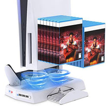 
                        
                          Load image into Gallery viewer, Vertical Charging Stand for PS5 Controllers with Cooling Fan - JOY2ESpree
                        
                      