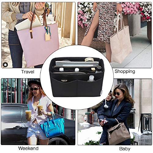Purse Organizer Insert, Bag Organizer, Bag in Bag, Perfect for Speedy Neverfull and More, 5 Size (X-Large, Black)
