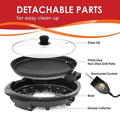 Elite Gourmet Smokeless Indoor Electric BBQ Grill with Glass Lid Dishwasher Safe - JOY2ESpree