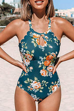 
                        
                          गैलरी व्यूवर में इमेज लोड करें, CUPSHE Women's One Piece Swimsuit Floral Print High Neck Scallop Bathing Suit
                        
                      