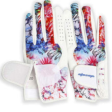 
                        
                          Load image into Gallery viewer, wosofe Golf Glove Women Ladies Pair Cool Leather Both Hand Summer Floral Colorful Breathable Sport Gloves - JOY2ESpree
                        
                      
