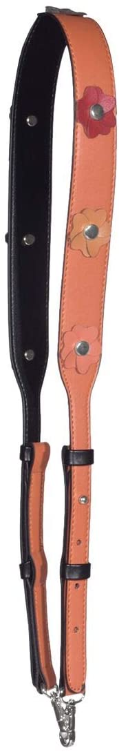 Beaulegan Wide Studded Flower Leather Purse Strap Replacement - Adjustable for Shoulder Crossbody Bag (Black/Gold Clasp)