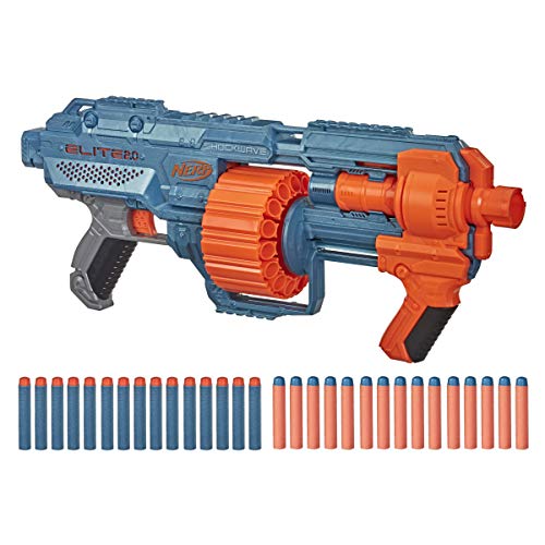 NERF Elite 2.0 Shockwave RD-15 Blaster, 30 Darts, 15-Dart Rotating Drum, Pump-Action Slam Fire, Built-in Customizing Capabilities