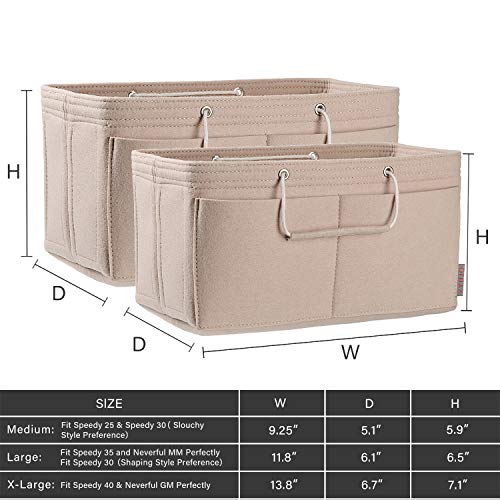 Purse Organizer, Multi-Pocket Felt Handbag Organizer, Purse Organizer Insert with Handles, Medium, Large, X-Large