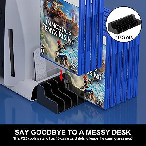 BEBONCOOL Vertical Stand with Cooling Fan for PS5 and Dual Controller Charger Station for Playstation 5 PS5 Console - JOY2ESpree