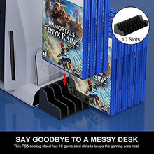 
                        
                          Load image into Gallery viewer, BEBONCOOL Vertical Stand with Cooling Fan for PS5 and Dual Controller Charger Station for Playstation 5 PS5 Console - JOY2ESpree
                        
                      
