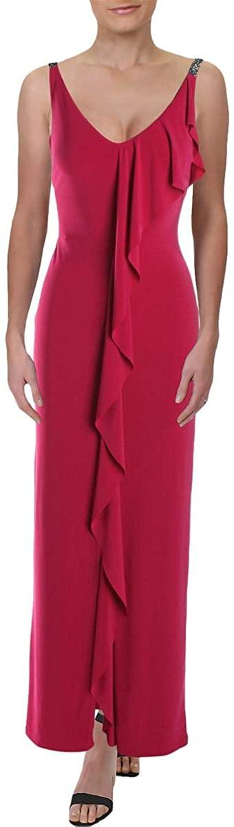 LAUREN RALPH LAUREN Womens Voriana Embellished Ruffled Evening Dress - JOY2ESpree