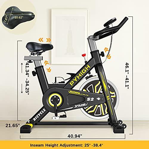 PYHIGH Indoor Cycling Bike Stationary Exercise Bike, Comfortable Seat Cushion, Ipad Holder with LCD Monitor for Home Cardio Workout Bike - JOY2ESpree