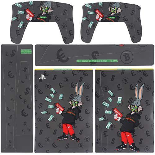 PS5 Console Skin and PS5 Controller Skins Set, Playstation 5 Skin Wrap Decal Sticker PS5 Digital Edition, Money Bunny Decal Kit - JOY2ESpree