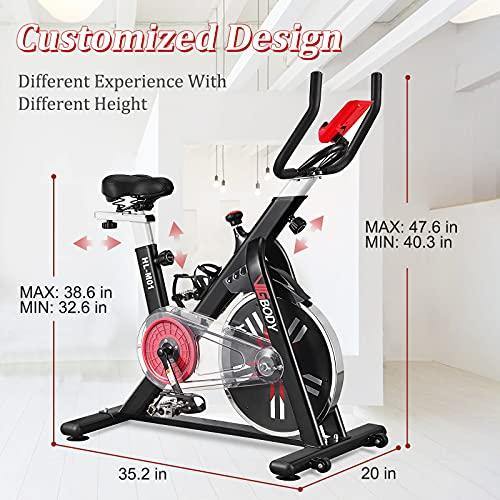 VIGBODY Exercise Stationary Bike Workout Bike Cardio Cycling Indoor Home Gym Office,Upright Belt Drive With LCD Monitor&Comfortable Seat Cushion - JOY2ESpree