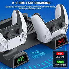 
                        
                          Load image into Gallery viewer, BEBONCOOL PS5 Stand PS5 Cooling Station for Playstation 5 Console, PS5 Stand Cooling Fan with Controller Charger &amp; 13 Game Storage - JOY2ESpree
                        
                      