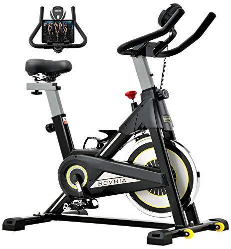 Sovnia Exercise Bike, Stationary Bikes, Fitness Bike with iPad Holder, LCD Monitor and Comfortable Seat Cushion - JOY2ESpree