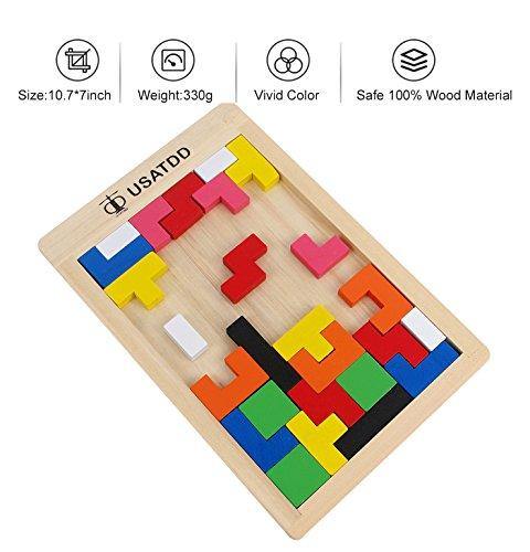 USATDD Wooden Puzzles Brain Teasers Toy Russian Tangram Colorful Jigsaw Game Wood Puzzles - JOY2ESpree