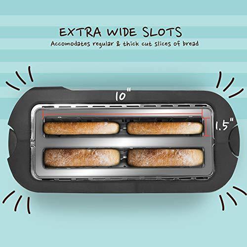 Elite Gourmet ECT-3100 Maxi-Matic 4 Slice Long Toaster with Extra Wide Slot for Bread, Croissants, and Buns, Reheat, Cancel and Defrost - JOY2ESpree
