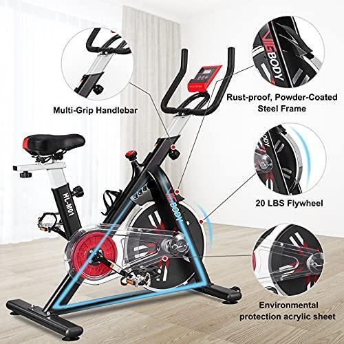 VIGBODY Exercise Stationary Bike Workout Bike Cardio Cycling Indoor Home Gym Office,Upright Belt Drive With LCD Monitor&Comfortable Seat Cushion - JOY2ESpree