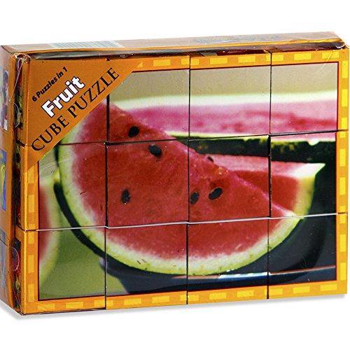 Stages Learning Real Picture Fruits Wooden Cube Language Builder Preschool Puzzle (12 Piece), Orange - JOY2ESpree