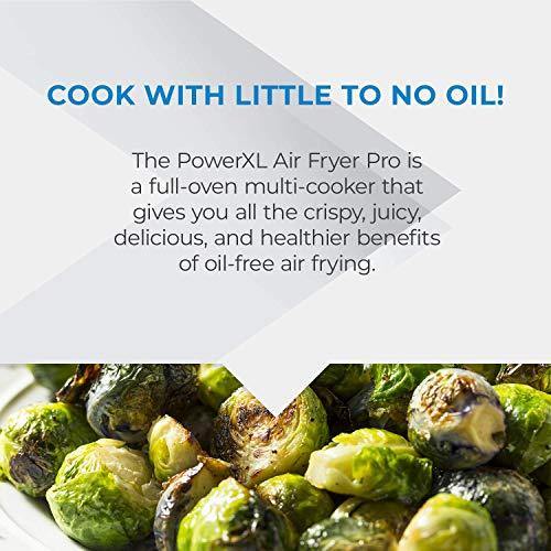 PowerXL Air Fryer Pro, Crisp, Cook, Rotisserie, Dehydrate; 7-in-1 Cooking Features; Deluxe Air Frying Accessories; 3 Recipe Books (6 Qt, Black) - JOY2ESpree