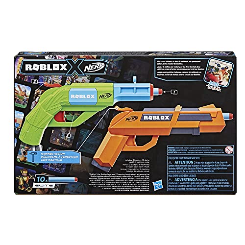 NERF Roblox Jailbreak: Armory, Includes 2 Hammer-Action Blasters, 10 Elite Darts, Code to Unlock in-Game Virtual Item