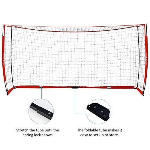 Pinty 12x6ft Soccer Goal, Knotless Kids' Soccer Net with 12pcs Soccer Cones Set in Multi Colors, Easy Setup Steel Poles and Portable Design - JOY2ESpree