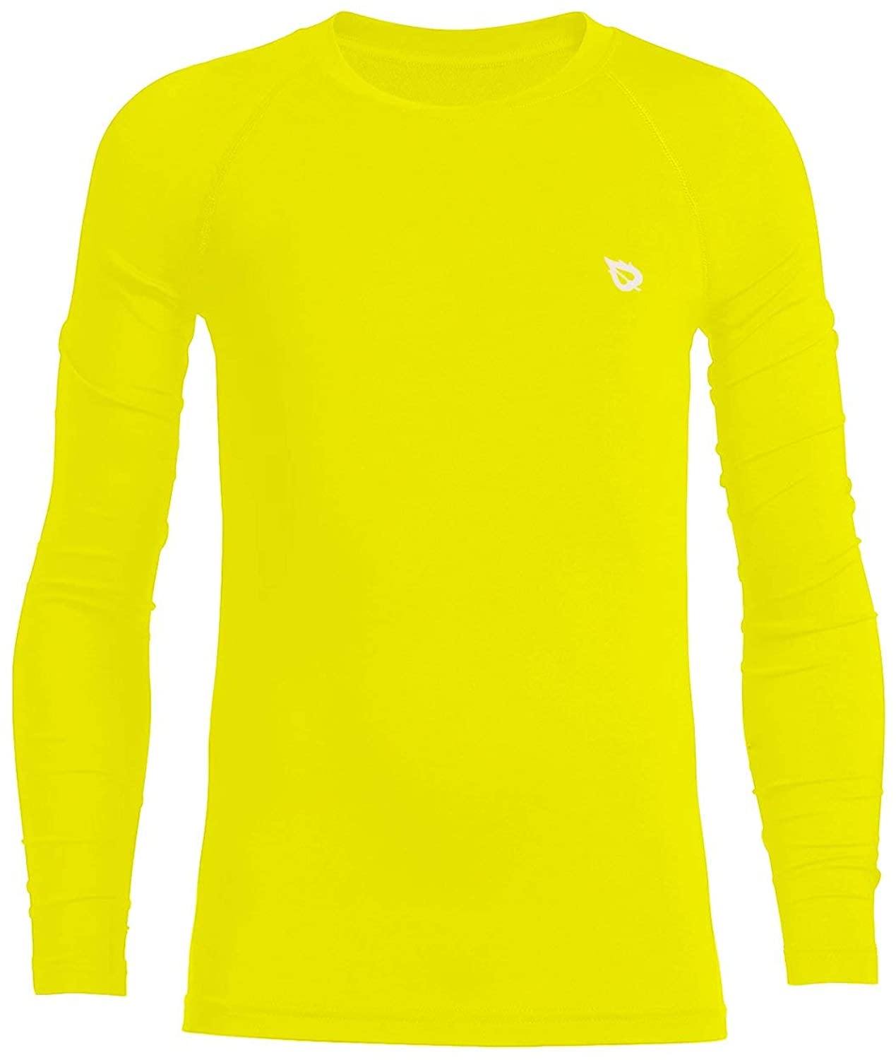 BALEAF Youth Boys'/Girls' Thermal Compression Sports Shirts Long Sleeve Fleece Base Layer Crew Neck